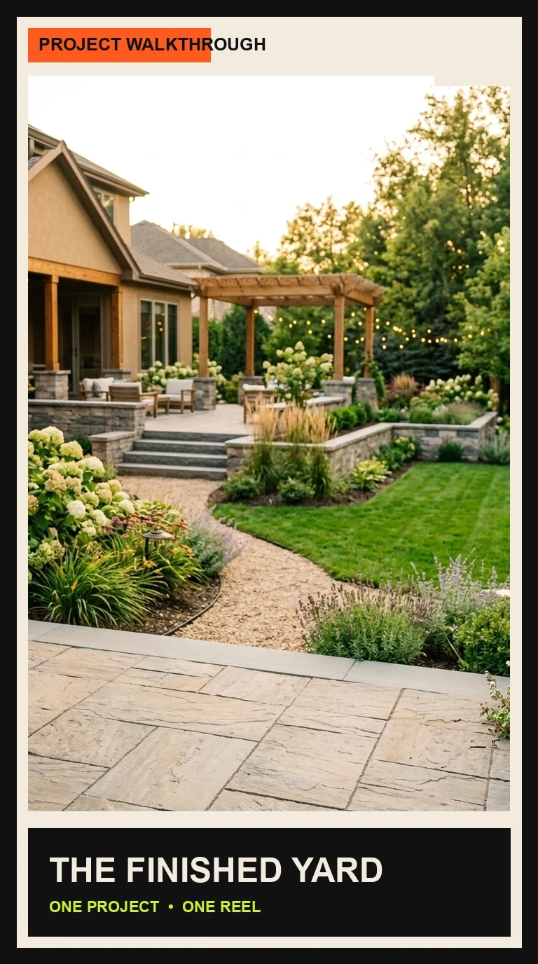 A vertical Reel cover created from the same landscaping project