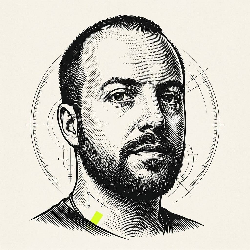 Illustrated portrait of Aaron Ferrell